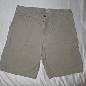 Men's Carhartt Relaxed Fit Khaki Shorts Size 38 Distressed